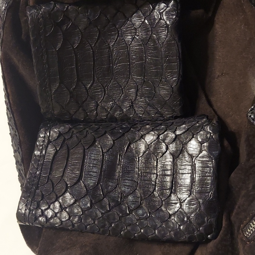 Zagliani Black Shiny Python Soho Slouchy Large Pu… - image 7